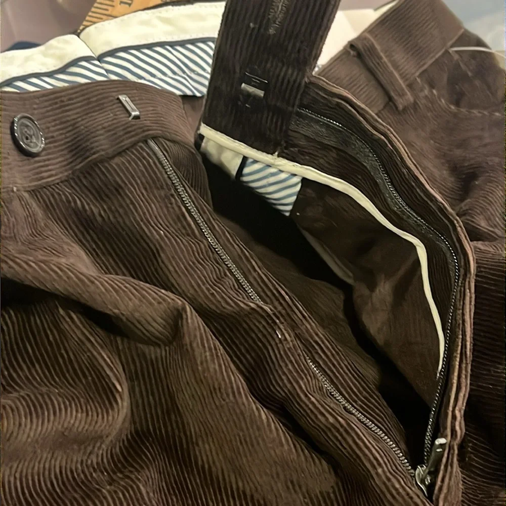 Lauren Ralph Lauren Dewhurst Flat Front Corduroy Pants Dark brown new Mens 36x32